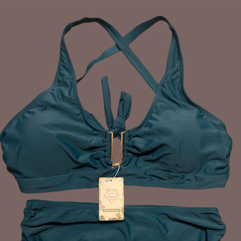 NWT Crisscross Bikini Set with Gold Accent Adjustable straps Tie back Party sexy - Picture 13 of 15